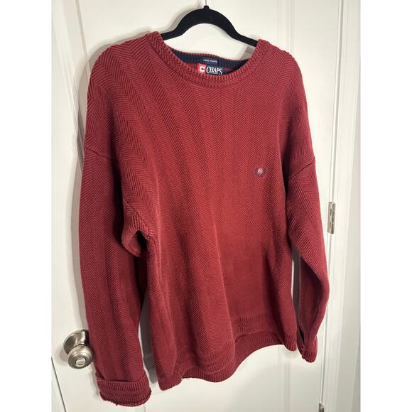 Vintage Chaps Ralph Lauren Hand-Framed Burgundy Cotton Crewneck Sweater Men’s L - Picture 3 of 4